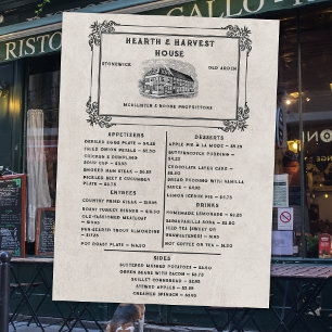 Menú Restaurante Antiguo de Comidas Clásicas