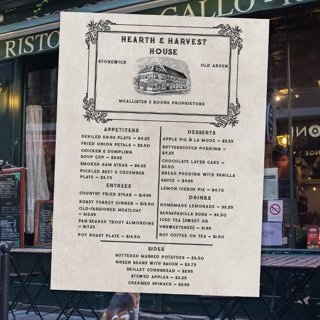 Menú Restaurante Antiguo de Comidas Clásicas (Subido por el creador)