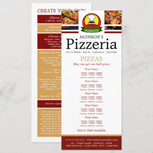 Menú Restaurante de Pizza, Pizzeria Slimline