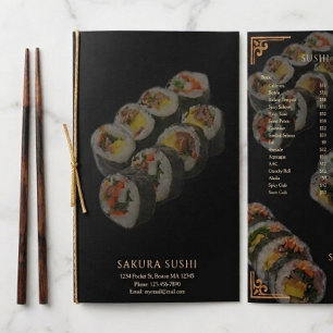 Menú Restaurante de Sushi Japonés Moderno y Elegante