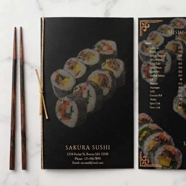 Menú Restaurante de Sushi Japonés Moderno y Elegante (Subido por el creador)