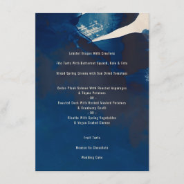 Menú Resumen Boda único de pintura de tinta azul de la