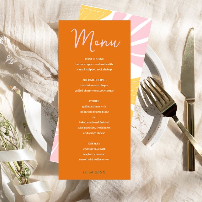 Menú Resumen de la mezcla de amarillo y rosa naranja fl (Abstract floral yellow & orange pink mix and match menu)