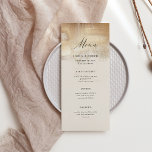 Menú Resumen de oro | Boda elegante<br><div class="desc">La carta,  magnífica y moderna,  propone caligrafías y un elegante fondo beige neutro con un aspecto abstracto de oro falso que decora la parte superior.</div>