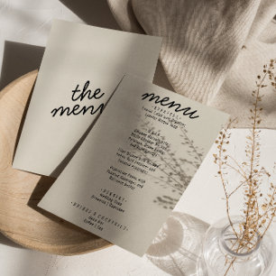 Menú Retro Black Cream Bright Moderne Trendy Boda
