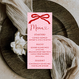 Menú Retro Coquette Bow Red and Pink Valentines