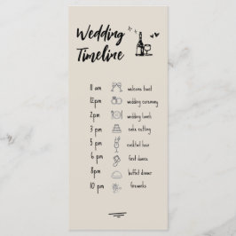 Menú Retro Grey Hand Drawn Illustrated Wedding Timeline