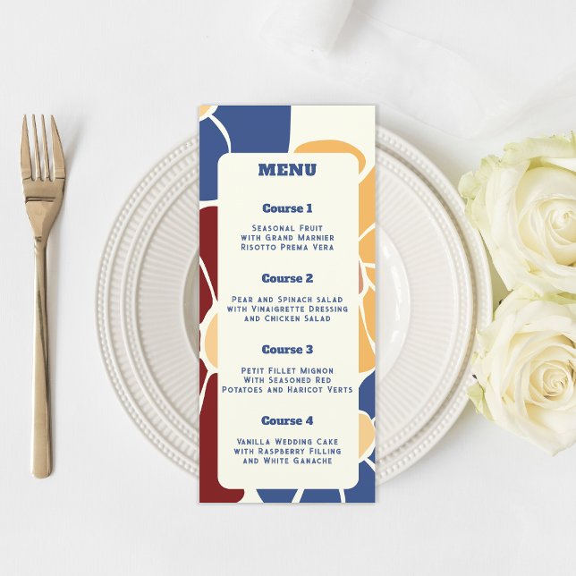 Menú Retro Groovy Boho Moda Boda Floral (Retro Groovy Boho Chic Floral Wedding Menu)