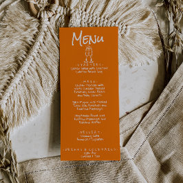 Menú Retro Hand Written Drawn Orange Quirky Fun Wedding