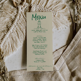 Menú Retro Mano Escrito Boda Quirky Verde Dibujado
