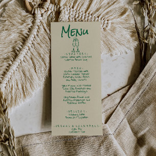 Menú Retro Mano Escrito Boda Quirky Verde Dibujado