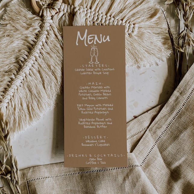 Menú Retro Mano Escrito Brown Quirky Boda De Diversión (Subido por el creador)