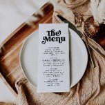 Menú retro Minimalista simple y moderno<br><div class="desc">Se trata de un moderno y minimalista menú boda de los años 70 con una fuente sans serif y un groovy tipo de letra vintage. Edite toda la redacción excepto el "menú" de esta plantilla de menú. Todos los colores también son editables. // Para encontrar diseños coincidentes, busque CHARLI en...</div>