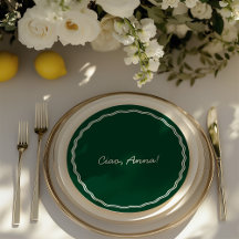 Menú Retro Round Name Place Card & Boda
