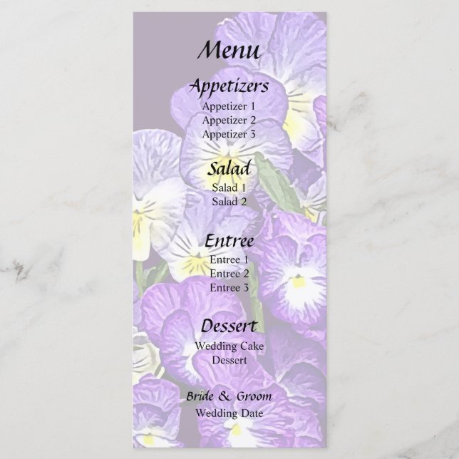 Menú Reunión familiar de Pansy (Anverso)