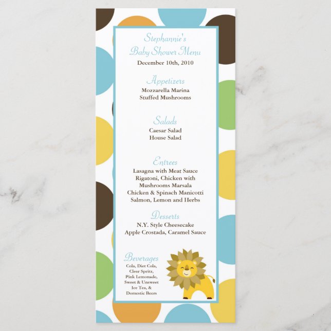 Menú Rey Lion Safari Zoo Animal de la selva de 25 (Anverso)