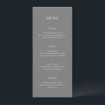 Menú Rochelle Grey Modern Contemporáneo Elegante Boda<br><div class="desc">Menú boda moderno con un diseño sencillo que combina una fuente sans serif contemporánea,  un guión elegante para escritura a mano y una letra cursiva.</div>
