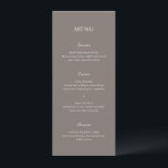 Menú Rochelle Taupe Boda Moderna Contemporánea Elegante<br><div class="desc">Menú boda moderno con un diseño sencillo que combina una fuente sans serif contemporánea,  un guión elegante para escritura a mano y una letra cursiva.</div>