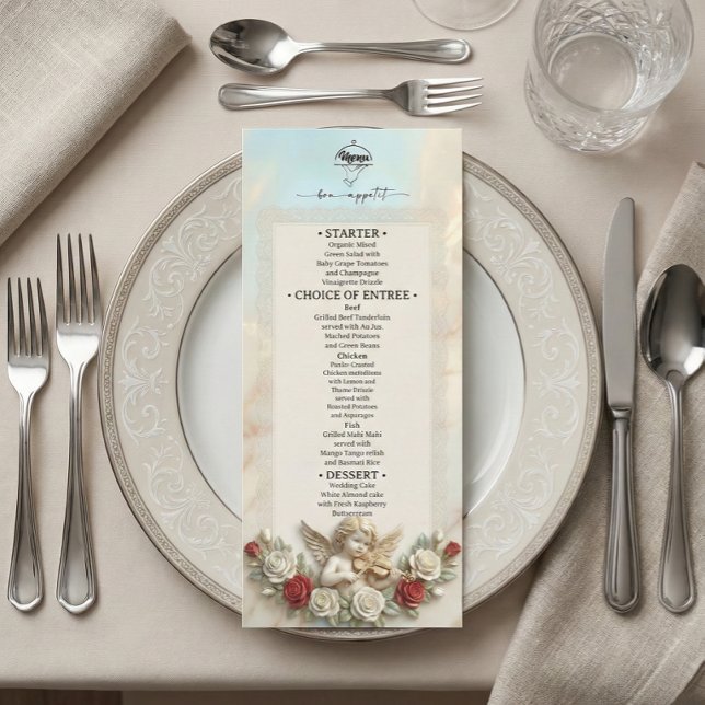 Menú Rococó Romántico Querubín Violín Vintage (Subido por el creador)