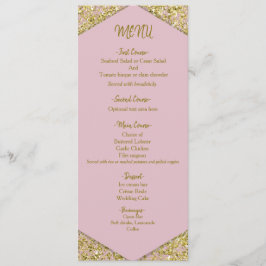 Menú Rojizo Rosa Chic Oro Purpurina Copos Glam Boda