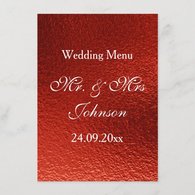 Menú Rojo Brillante Real Personalizado (Anverso)