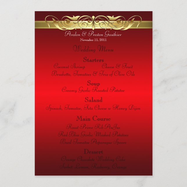 Menú rojo de la boda de la grande duquesa voluta (Anverso)
