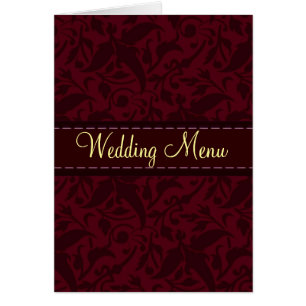 Menú rojo de la boda del brocado del damasco