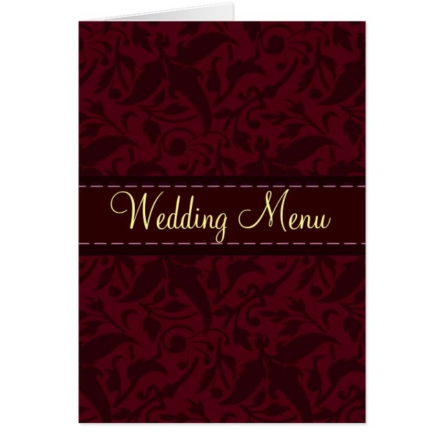 Menú rojo de la boda del brocado del damasco (Frente)
