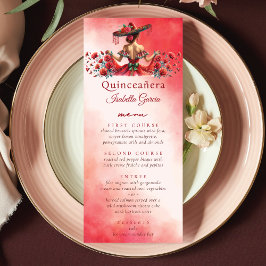Menú Rojo Quinceañera de estilo mexicano