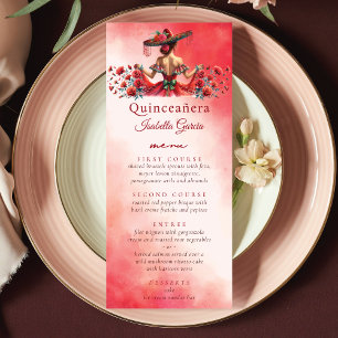 Menú Rojo Quinceañera de estilo mexicano