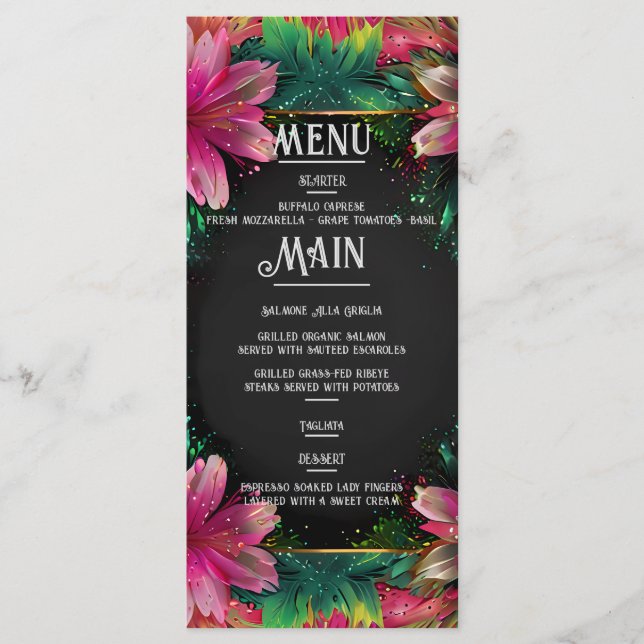 Menú Romance en Flor: Un Tema de Boda Floral Completo (Anverso)