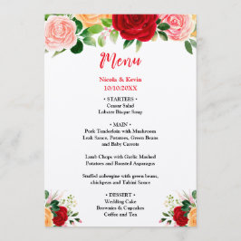 Menú Romantic Roses FloralRomantic Red and Oran Wedding