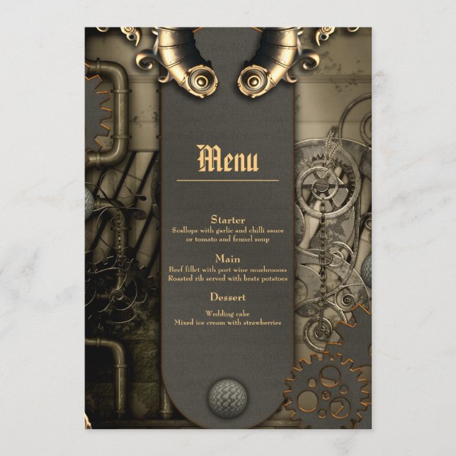 Menú Romanticismo en las ruedas y tubos del alma de vap (Anverso)