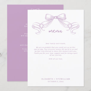 Menú Romántico Bow   Lilac Gracias Nota