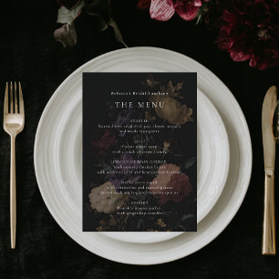 Menú Romántico Moody Dark Flowe Boda Bridal Shower