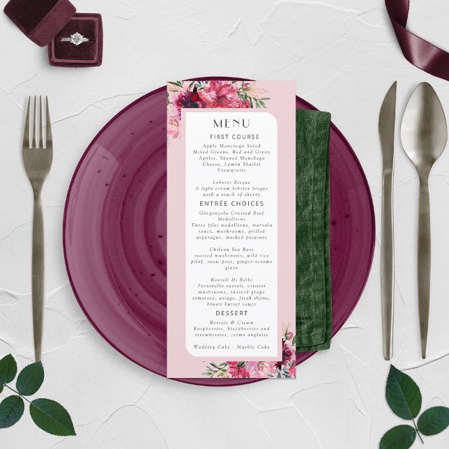 Menú Romántico Rosa polvoriento Peony Marco moderno (Subido por el creador)