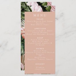 Menú Romántico Tropical Floral suave durazno verde rosa