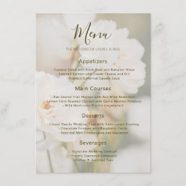 Menú Rosa Blanca Desvanecida Floral Foto Romántica Boda