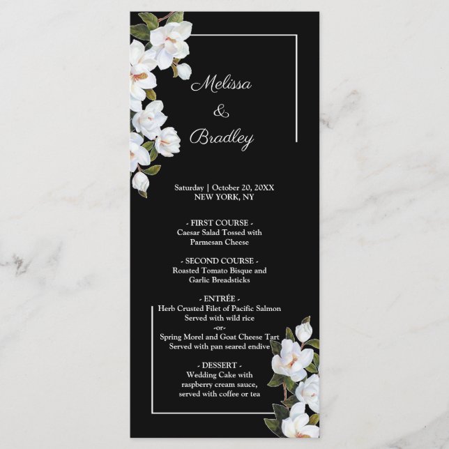 Menú Rosa blanca vintage (Anverso)