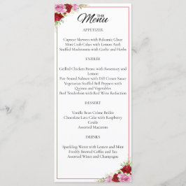 Menú Rosa de acuarela floral Boda