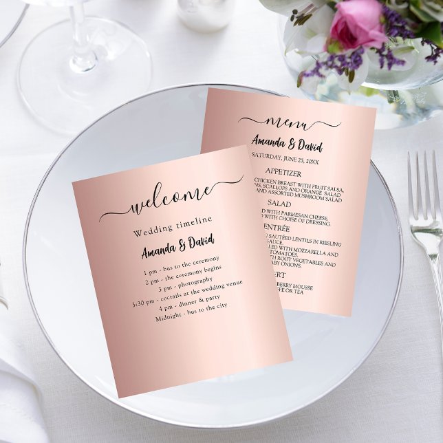 Menú rosa de oro del programa de bodas (Subido por el creador)
