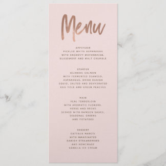 Menú Rosa de pincel moderno Boda de oro