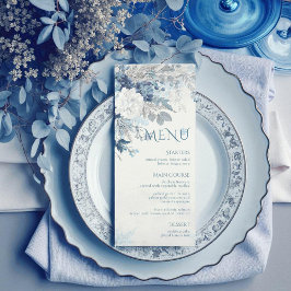Menú Rosa de plata azul turquesa Boda floral de inviern
