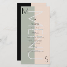 Menú rosa de sabio Boda del corazón monogramado