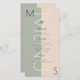 Menú rosa de sabio Boda del corazón monogramado