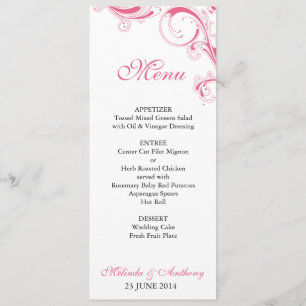 Menú rosa de Swirl Filigree