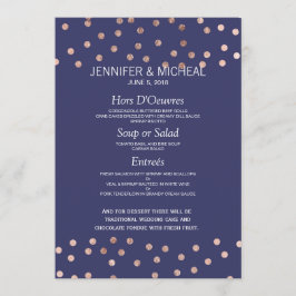 Menú Rosa Dots Gold Polka Light Navy Boda Azul