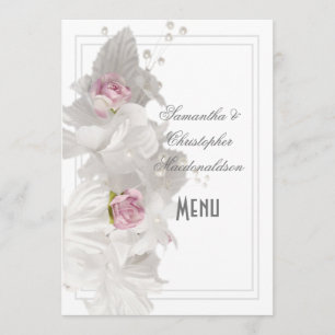 Menú rosa floral blanco