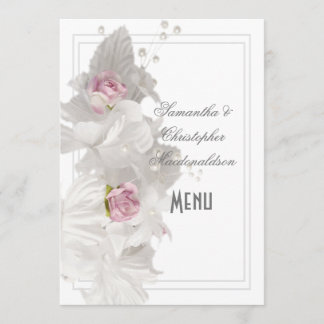 Menú rosa floral blanco