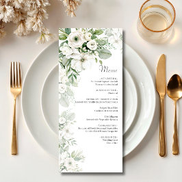 Menú Rosa floral verde turbio boda acuarela